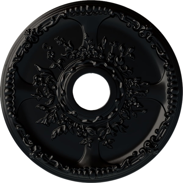 Ekena Millwork Antioch Ceiling Medallion (Fits Canopies up to 3 1/2"), 18"OD x 3 1/2"ID x 1 3/8"P, Jet Black CM18SEBLF - main